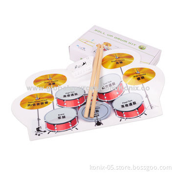 Educational toys, musical instrument roll up drum kit for kids